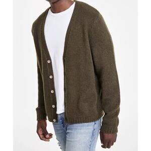 Sun & Stone Cardigan Sweater L Button Up Olive Green Brownish New with Tags